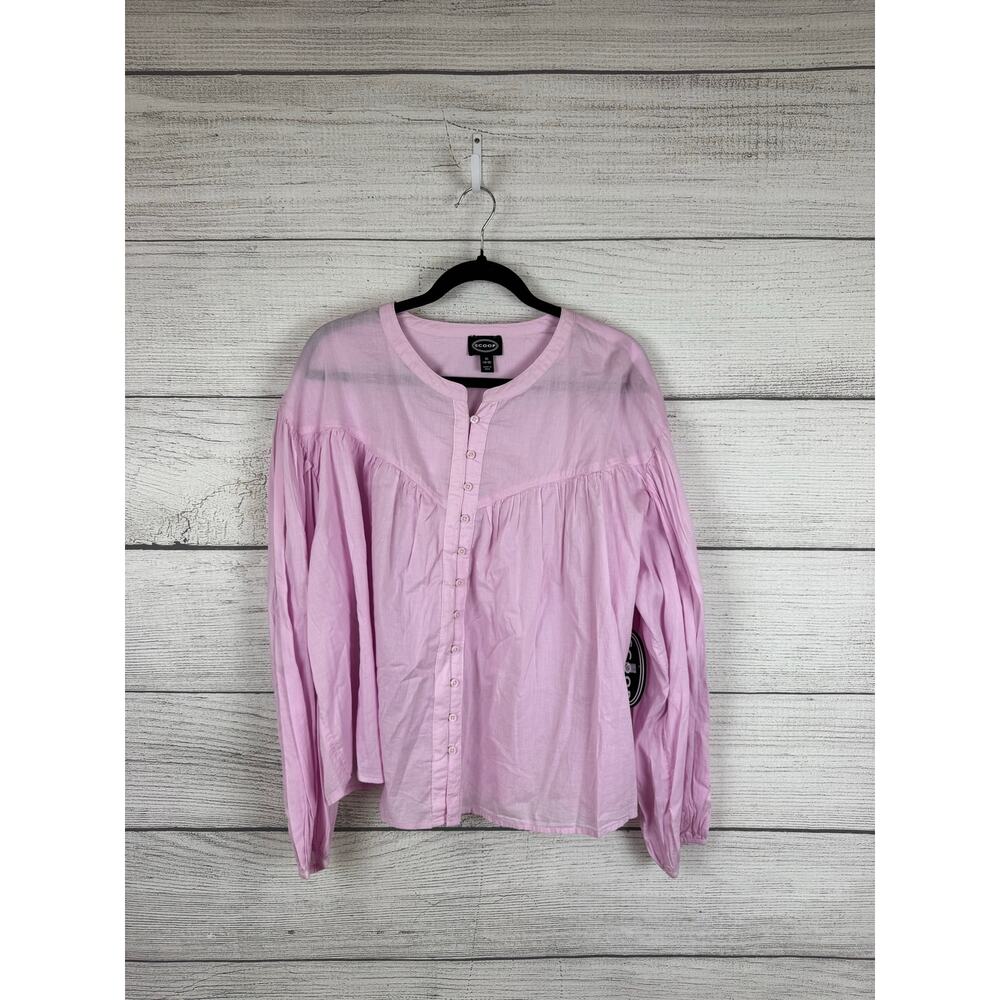 Scoop Plus Size Light Purple Pink Flowy Lightweight Long Sleeve Blouse Size XL - Picture 2 of 9